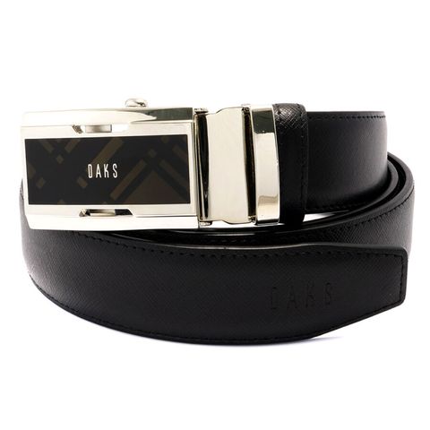 Thắt lưng da Daks Black Leather Logo Buckle Adjustable Belt