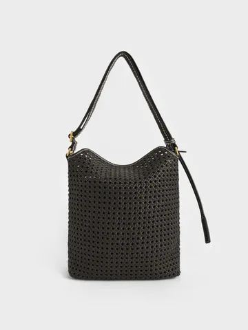 Túi Charles & Keith Cecily Woven Large Shoulder Bag - Dark Moss