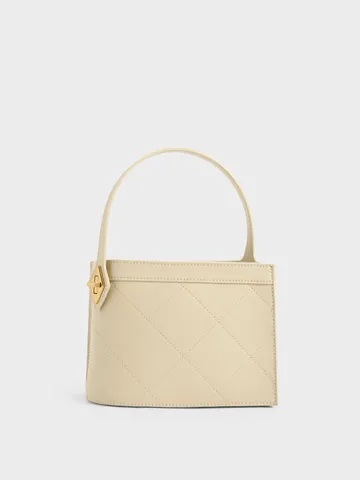 Túi Charles & Keith Metallic Accent Quilted CK2-50671399 Butter