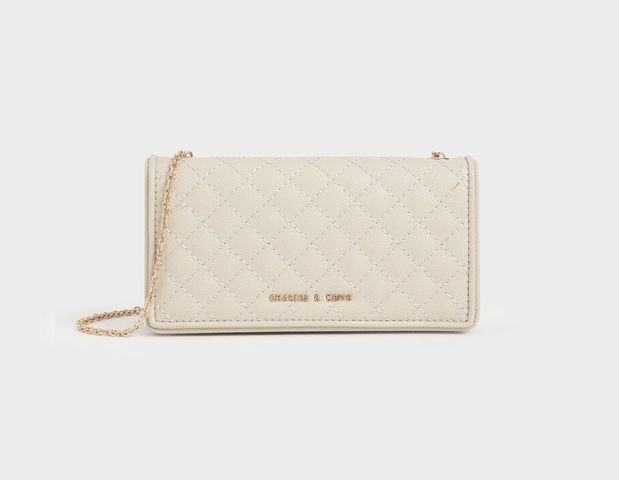 Túi đeo chéo Charles & Keith Quilted Pouch - Cream