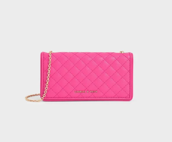 Túi đeo chéo Charles & Keith Quilted Pouch - Fuchsia