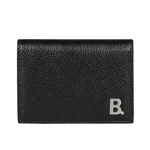 Ví da nam Balenciaga Mini B Leather Tri-fold Wallet-Black