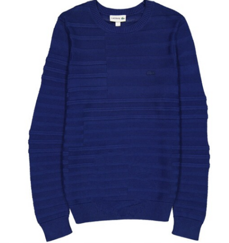 Áo Lacoste Rib Knit Crew Neck Sweater AH7079-10-F9F màu xanh
