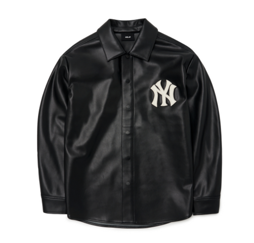 Áo MLB Basic Vegan Leather Shirt New York Yankees 3AWSB0324-50BKS
