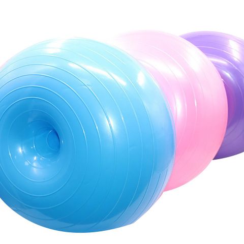 Bóng Tập Yoga Hình Bánh Donut 50cm Kèm Bơm Chân - Chất Liệu Cao Su Đàn Hồi, Phù Hợp Tập Gym và Yoga, Giúp Tăng Cường Sức Bền