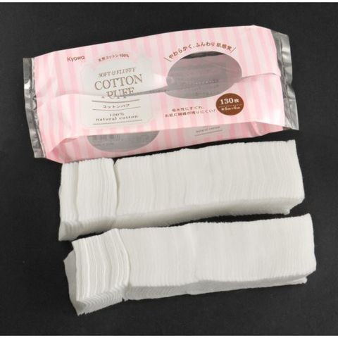 Bông Tẩy Trang Cotton Kyowa 130 Miếng - Hữu Cơ Mềm Mịn, Thấm Hút Sâu, An Toàn Cho Mọi Loại Da