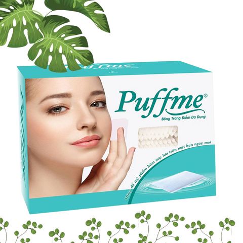 Bông Tẩy Trang Đa Năng Puffme 100% Cotton - Hộp 80 Miếng, Không Gây Kích Ứng, Tẩy Trang, Đắp Lotion Mask An Toàn Cho Da