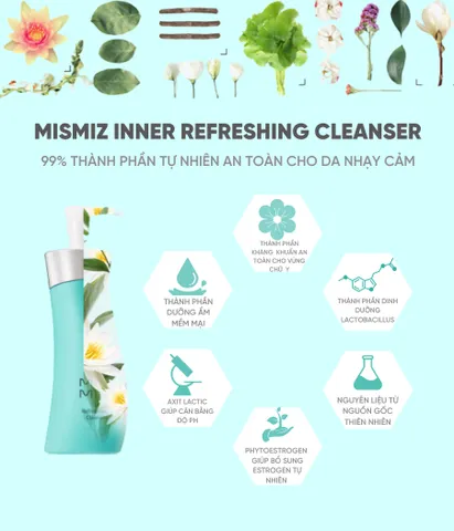 Gel Vệ Sinh Phụ Nữ Mismiz Inner Refreshing Cleanser 210ml - Dạng Gel Dịu Nhẹ, Thành Phần Tự Nhiên, An Toàn Cho Vùng Kín