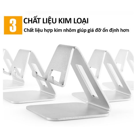 Giá đỡ điện thoại và máy tính bảng Tamayoko hợp kim nhôm - Chắc chắn, sang trọng, thiết kế gấp gọn, chống trượt - Phụ kiện tiện lợi cho mọi nơi