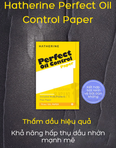 Giấy thấm dầu Hatherine Perfect Oil Control Paper - Gói 70 tờ chiết xuất bột hạt lanh và bùn khoáng cho làn da mịn màng, không bóng nhờn