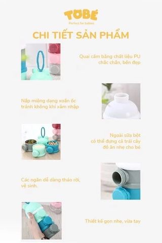 Hộp Chia Sữa 3 Tầng ToBé Ricard MS 3105 - Dung Tích 180g - Thiết Kế Thông Minh Cho Mẹ Và Bé - Lựa Chọn An Toàn Và Tiện Lợi