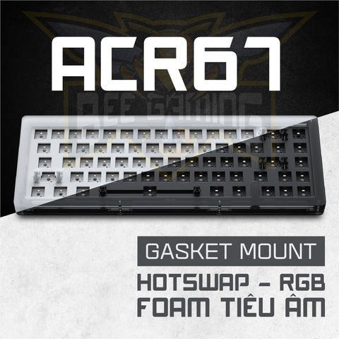 Bàn phím cơ Akko ACR67 67 phím RGB Hotswap Foam tiêu âm - Gasket Mount, kết nối USB Type-C, phụ kiện máy tính cao cấp