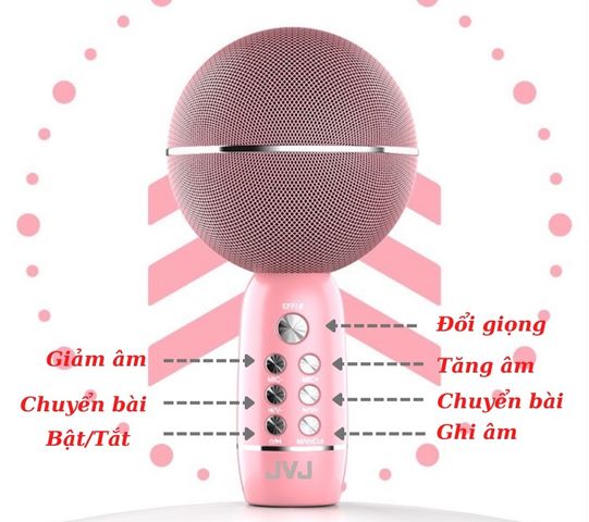 Micro Karaoke Bluetooth Không Dây JVJ YS-08 - Hát Karaoke, Nghe Nhạc Online Offline, Pin 3000mAh, Thiết Kế Thời Trang, Màu Hồng và Vàng