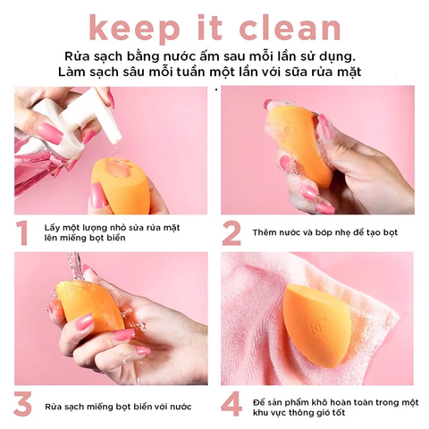 Bông mút trang điểm Real Techniques 2 Pack Miracle Complexion Sponges - Set 2 bông mút cao cấp, mềm mịn cho lớp nền hoàn hảo