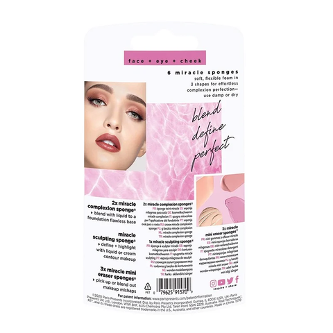 Set 6 Bông Mút Trang Điểm Real Techniques Miracle Sponges - Lớp Nền Mịn Màng Cho Trang Điểm Hoàn Hảo, Tiện Lợi Dùng Với Kem Nền, Phấn Má Hồng