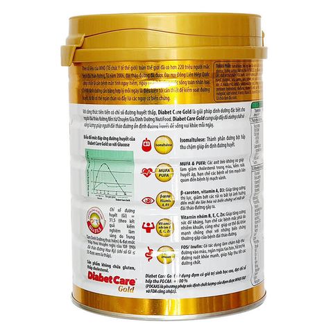 Sữa Bột Dinh Dưỡng DiabetCare Gold 900g - Hỗ Trợ Cung Cấp Dinh Dưỡng Cho Người Tiểu Đường, Chỉ Số Đường Huyết Thấp 31.5