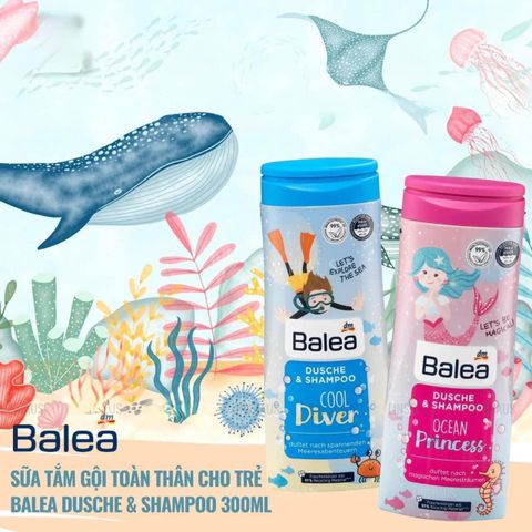 Sữa tắm gội 2in1 Balea Kid cho bé - Hương trái cây ngọt ngào, chăm sóc tóc và da mềm mại, phù hợp cho bé trai và bé gái 300ml