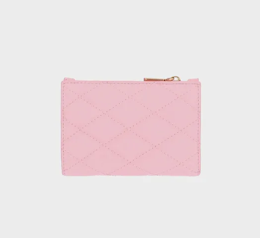 Ví mini Charles & Keith Lillie Quilted Mini Wallet - Pink