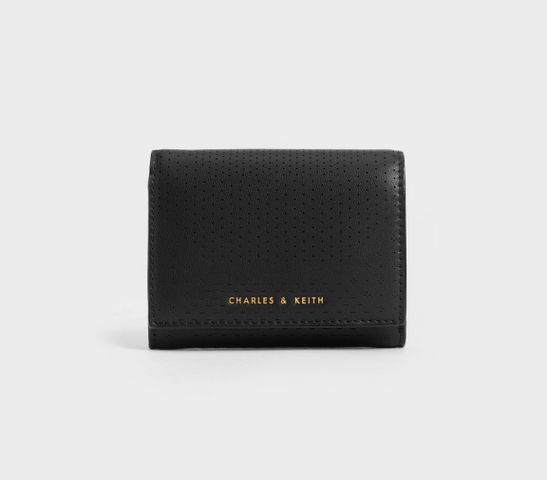 Ví mini Charles & Keith Lorain Perforated Wallet - Black