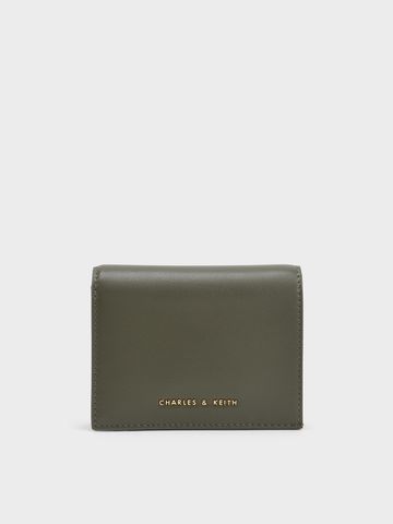 Ví nữ Charles & Keith Snap Button Mini Short Wallet CK6-10680965 Olive