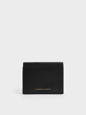 Ví nữ Charles & Keith Snap Button Mini Short Wallet CK6-10680995-1 Black