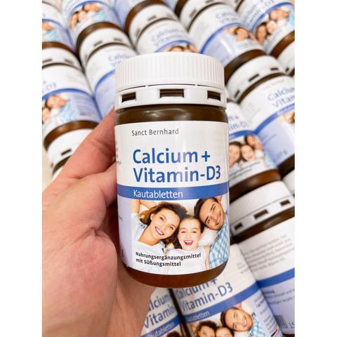 Viên ngậm Canxi + Vitamin D3 vị Socola Sanct Bernhard - Bổ sung Canxi cho Xương Khỏe, Hỗ trợ Phát Triển Trí Não cho Cả Gia Đình