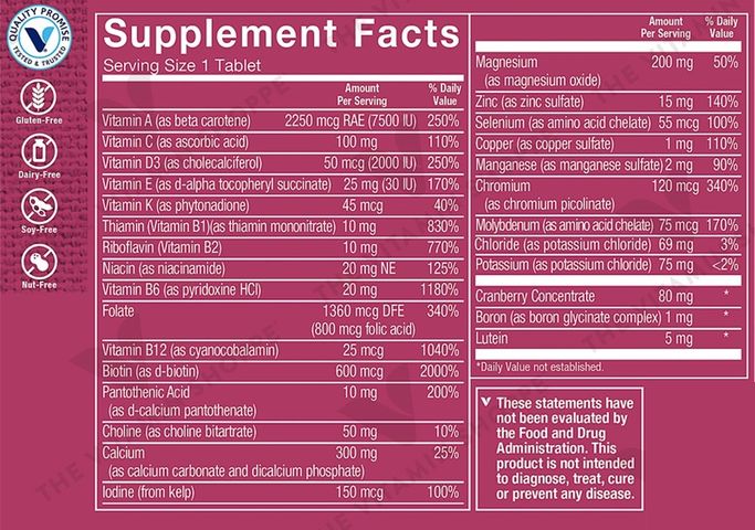 Viên uống vitamin tổng hợp The Vitamin Shoppe One Daily cho phụ nữ 50+ không chứa sắt - Hỗ trợ sức khỏe vượt trội cho nữ giới trưởng thành