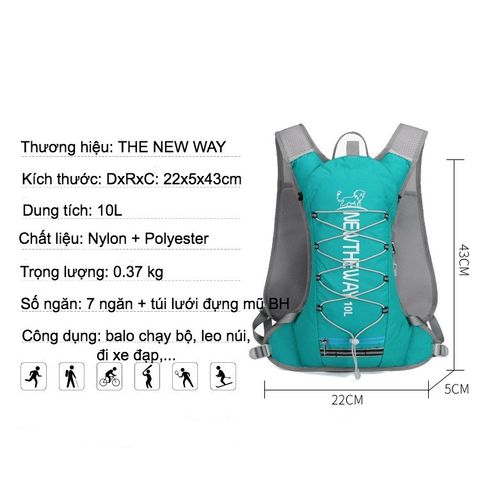 Balo Chạy Bộ/ Leo Núi/ Đạp Xe NEW THE WAY 10L - Balo Thể Thao Đa Năng, Dung Tích Lớn, Chất Liệu Bền, Gọn Nhẹ, Tiện Lợi