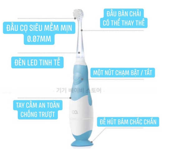 Bàn Chải Đánh Răng Điện OA Penguin Cho Bé - Đầu Lưỡi Silicon, Thiết Kế Mềm, Chống Nước IPX7, Phù Hợp Với Răng Sữa, Sử Dụng Lên Tới 40 Ngày