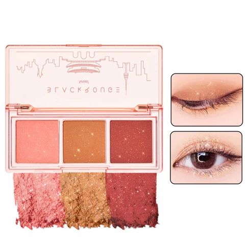 Bảng Phấn Mắt 3 Màu Ánh Nhũ Black Rouge Triple Layer Eye Palette - Makeup Palette Đậm Chất Thời Trang Hành Động Năng Động