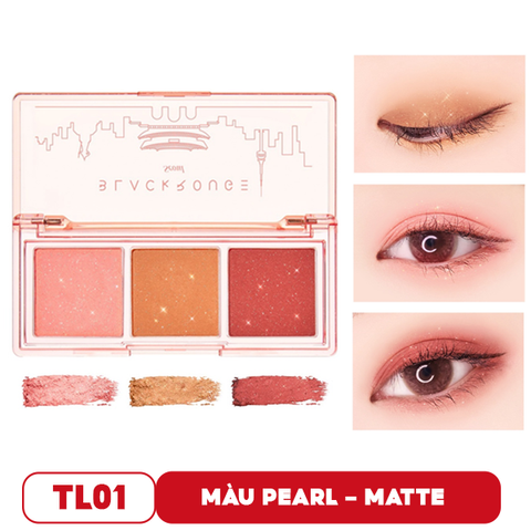 Bảng Phấn Mắt 3 Màu Ánh Nhũ Black Rouge Triple Layer Eye Palette - Makeup Palette Đậm Chất Thời Trang Hành Động Năng Động