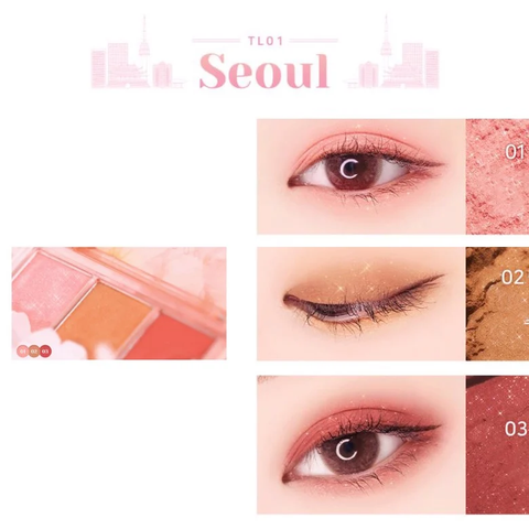 Bảng Phấn Mắt 3 Màu Ánh Nhũ Black Rouge Triple Layer Eye Palette - Makeup Palette Đậm Chất Thời Trang Hành Động Năng Động