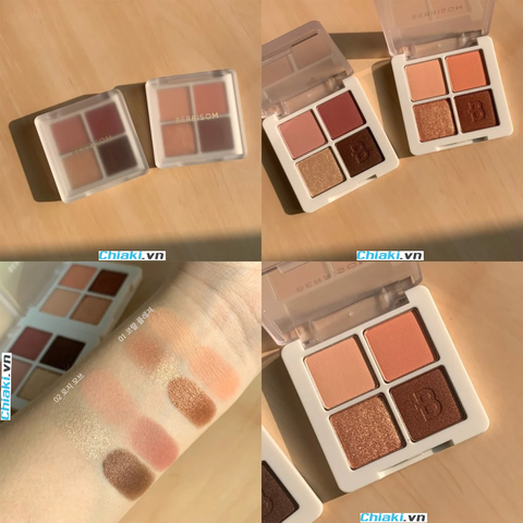 Bảng Phấn Mắt 4 Ô Berrisom Real Me Eye Palette - Phấn Mịn Dễ Tán, Màu Sắc Đa Dạng, Trang Điểm Mắt Quyến Rũ Suốt Ngày