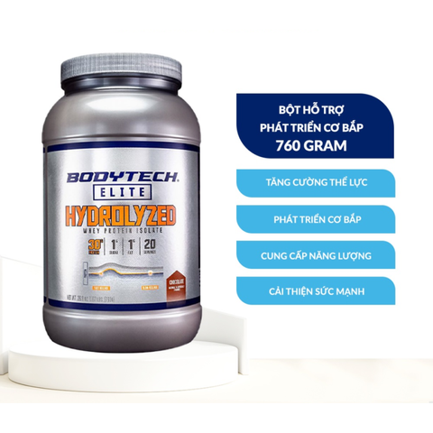 Bột Tăng Cơ BodyTech Elite Hydrolyzed Whey Protein Isolate Chocolate - 30g Protein/Khẩu Phần, Hỗ Trợ Phục Hồi Cơ Bắp Nhanh Chóng