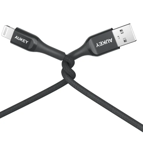 Cáp Sạc Aukey CB-AKL1/AKL2 USB A Sang Lightning Chống Đứt - Dài 1.2m/2m, Chất Liệu Kevlar Cao Cấp, Tương Thích Tất Cả Thiết Bị Apple