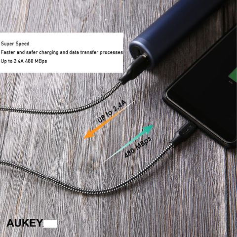 Cáp Sạc Điều Hợp Aukey CB-BAM2/BAM1 USB A Sang Micro USB 3.0/2.0, Dài 1.2m Chất Lượng Cao, Sạc Nhanh và Chống Gập Gãy