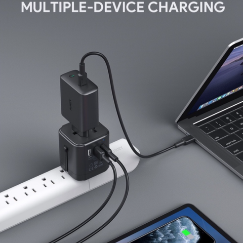 Củ sạc Aukey PA-TA01 Đa Năng 3 Cổng USB-C và USB, 20W, Thiết kế Nhỏ Gọn, Sạc Nhanh Cho 3 Thiết Bị Đồng Thời