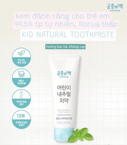 Kem đánh răng Goongbe cho bé từ 6 - 36 tháng - Hương đào, dâu, bạc hà tự nhiên, không độc hại, bảo vệ răng miệng hiệu quả
