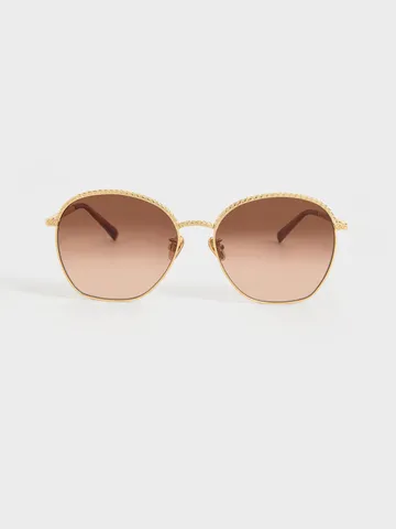Kính mát Charles & Keith Braided Butterfly Sunglasses CK3-71280483 Gold