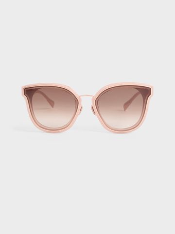 Kính mát Charles & Keith Gold-Trim Rectangular Sunglasses CK3-41280504 Pink