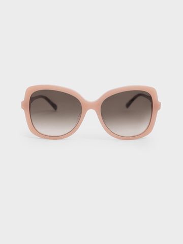 Kính mát Charles & Keith Recycled Acetate Butterfly Sunglasses CK3-71280491 Pink
