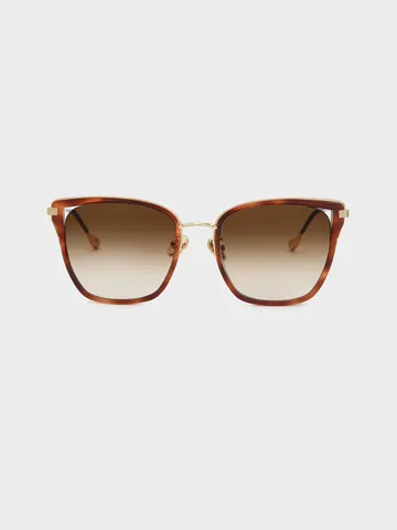 Kính mát Charles & Keith Recycled Acetate Tortoiseshell Butterfly Sunglasses CK3-91280478 T. Shell