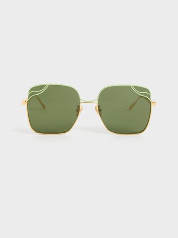 Kính mát Charles & Keith Wavy Wire-Frame Square Sunglasses CK3-51280506 Green