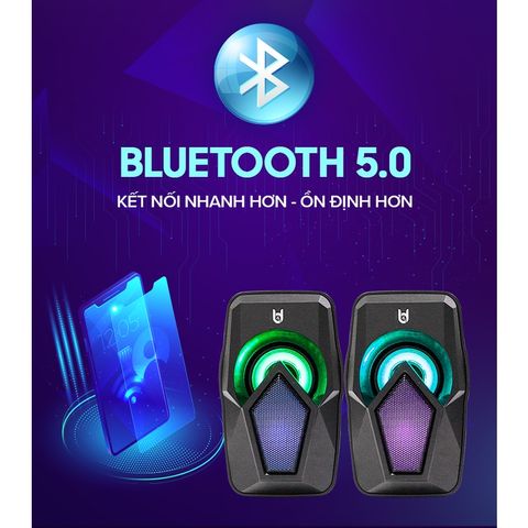 Loa Máy Tính Để Bàn Mini BD-110 - Âm Thanh Chất Lượng Cao, Đèn LED 7 Màu, Kết Nối Bluetooth 5.0 - Phụ Kiện Thời Thượng Cho Game Thủ