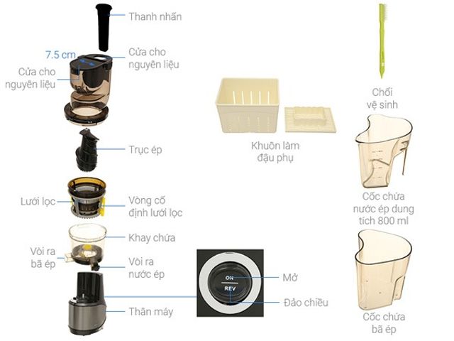 Máy Ép Chậm Kalite KL-599 Công Suất 400W - Ép Kiệt Bã 98% và Tối Ưu Dinh Dưỡng - Giao Hàng Tận Nơi Toàn Quốc