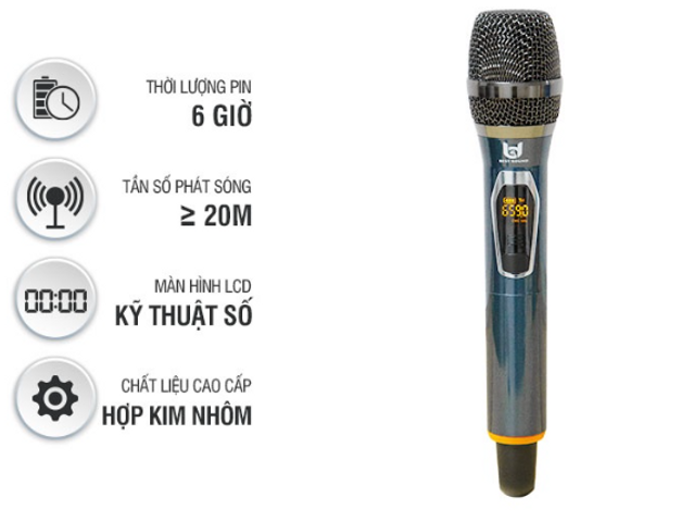 Micro không dây Best Sound U-WR09 - Âm thanh thanh thoát, lọc tạp âm hiệu quả cho loa kéo và âm ly - Sản phẩm cao cấp chính hãng