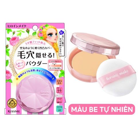 Phấn Phủ Kiềm Dầu Dạng Nén Kissme Heroine Make Long Stay Powder - Chống Nắng SPF 22, Kiểm Soát Nhờn Tốt, Làn Da Mịn Màng