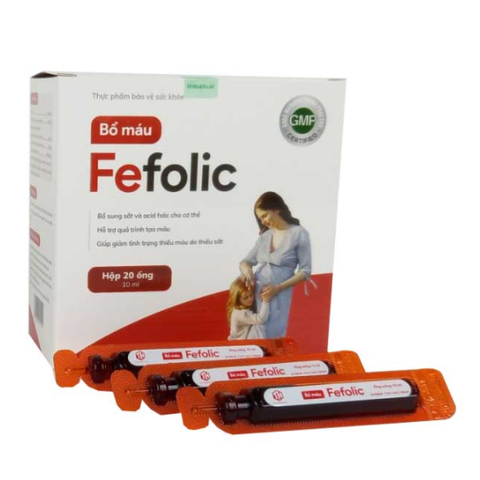 Siro Bổ Máu Fefolic Tăng Cường Sắt & Acid Folic Cho Bà Bầu - Hỗ Trợ Giảm Căng Thẳng, Thiếu Máu, 20 Ống 10ml