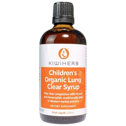 Siro Hỗ Trợ Đẩy Đờm Kiwiherb Dành Cho Trẻ Em - Organic Lung Clear Syrup, Giúp Sạch Đờm, Khỏe Phổi, Hương Vị Dâu Tây Nguyên Chất