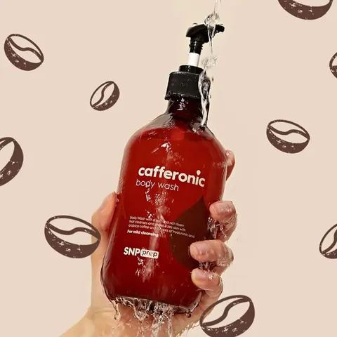 Sữa Tắm Dưỡng Da SNP Cafferonic Body Wash 500ml - Làm Sạch, Cân Bằng pH và Lưu Hương Cà Phê Thơm Dịu